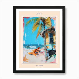 Retro Beach Scene Poster 6 Art Print