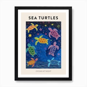 Sea Turtles In The Stars Crayon Drawing Poster Art Print