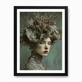 Woman with abstract hat Art Print