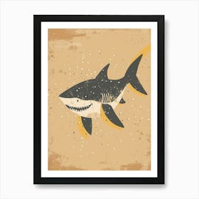 Cute Storybook Style Shark Muted Pastels 4 Art Print