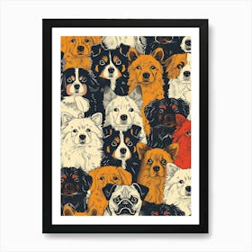 Perfectly Repeatable Artwork With Cute Dog Faces 31 Art Print