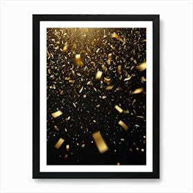 Gold Confetti On Black Background 2 Art Print