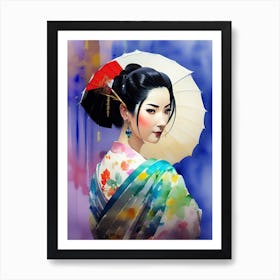 Asian Girl With Umbrella 2 Art Print