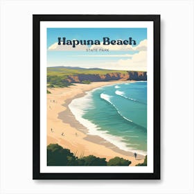 Hapuna Beach Hawaii Beach Travel Art Illustration Art Print