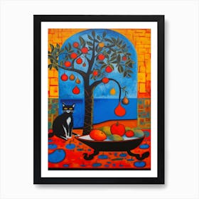 Stock With A Cat 4 Surreal Joan Miro Style  Art Print
