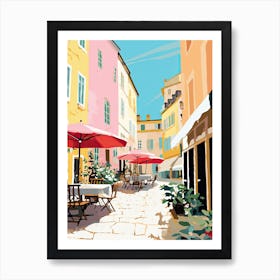 Nice, France, Flat Pastels Tones Illustration 3 Art Print