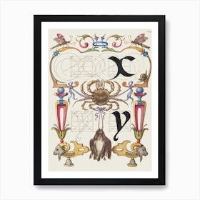 Guide For Constructing The Letters X And Y From Mira Calligraphiae Monumenta, Joris Hoefnagel Art Print