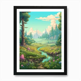 Meadow Landscape Pixel Art 3 Art Print