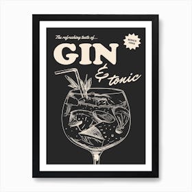 Retro Gin And Tonic Art Print