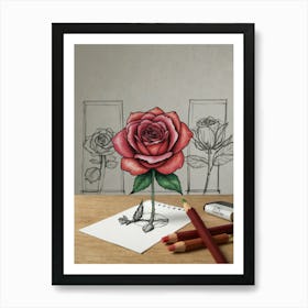 3d Rose Art Print