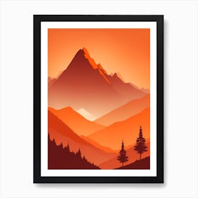 Misty Mountains Vertical Composition In Orange Tone 131 Art Print