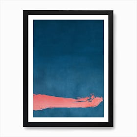 Minimal Landscape Pink And Navy Blue 03 Art Print