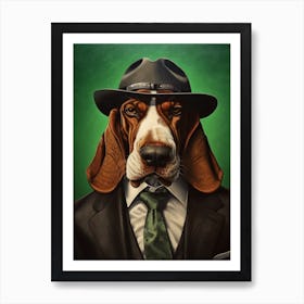 Gangster Dog Basset Hound Art Print