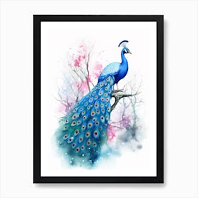 Watercolour Peacock 3 Art Print