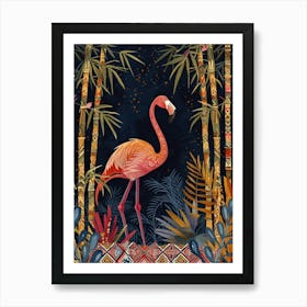 Greater Flamingo And Bamboo Boho Print 4 Art Print