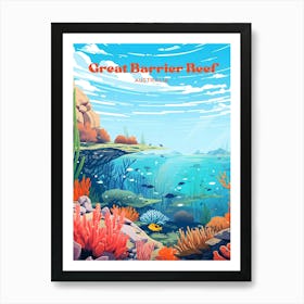 Great Barrier Reef Australia Coral Sea Travel Art Art Print