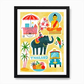 Screenprint Vintage Travel Thailand Art Print