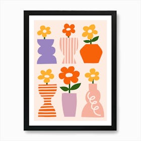 Colorful Flower Vases Print 1 Art Print