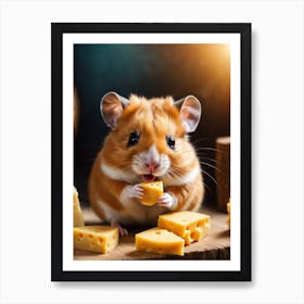 Hamster Eating Cheese Art Print