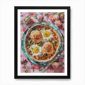 Pink Breakfast Food Shakshuka 2 Art Print