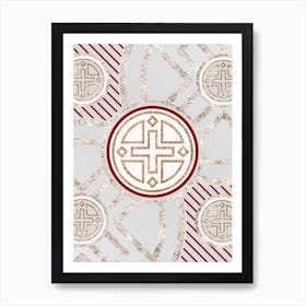 Geometric Glyph in Festive Gold Silver and Red n.0016 Art Print