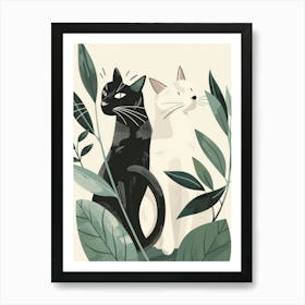 Black And White Cats 2 Art Print