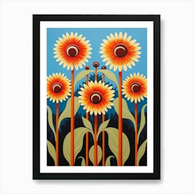 Flower Motif Painting Daisy Art Print