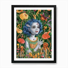 Girl In The Garden Art Print