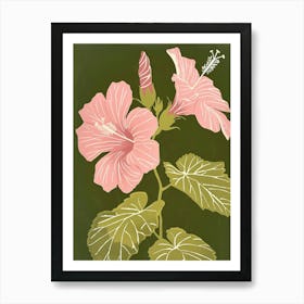 Pink & Green Hibiscus 1 Art Print