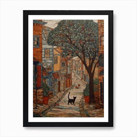 Painting Of Sydney With A Cat In The Style Of William Morris 4 Art Print