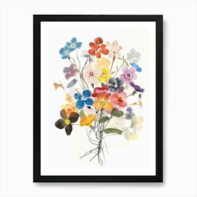 Forget Me Not 5 Collage Flower Bouquet Art Print