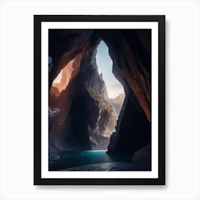 Wondrous Cavern Etched In Basaltic Cliffs Art Print