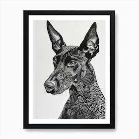 German Pinscher Dog Line Art 1 Art Print