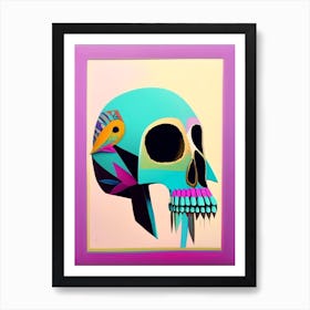 Skull With Bird Motifs Colourful Paul Klee Art Print