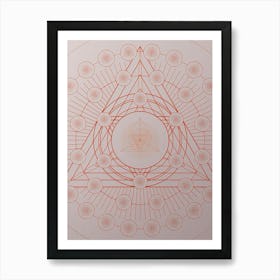 Geometric Abstract Glyph Circle Array in Tomato Red n.0276 Art Print