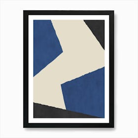 Minimalist Abstract Graphic Edge - Dark Blue Navy Art Print