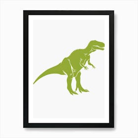 Lime Green Dinosaur Silhouette 5 Art Print