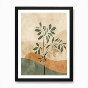 Chestnut Tree Minimal Japandi Illustration 4 Art Print