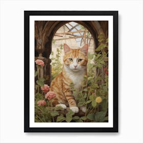 Cat In Floral Medieval Monestary 4 Art Print