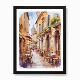 Watercolor Of A Street Scene Art Print