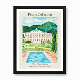 Poster Of The Greenbrier   White Sulphur Springs, West Virginia   Resort Collection Storybook Illustration 3 Art Print