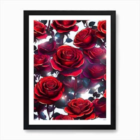 Red Roses Seamless Pattern 3 Art Print