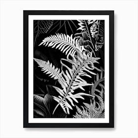 Autumn Fern Linocut Art Print