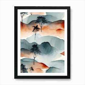 Trees In The Mountains Art Print