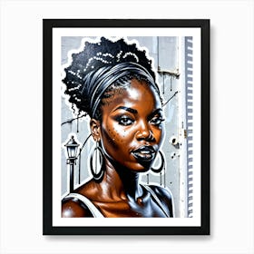 Graffiti Mural Of Beautiful Black Woman 345 Art Print