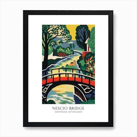 Nescio Bridge, Amsterdam, Netherlands Colourful 2 Travel Poster Art Print