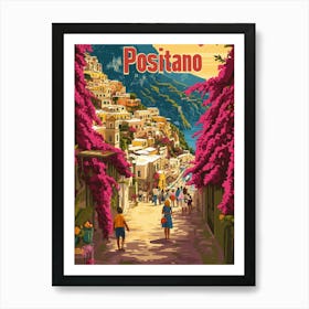 Aihrgdesign A 1970s Inspired Travel Poster For Positano Art Print