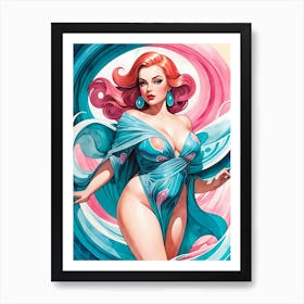 Portrait Of A Curvy Woman Wearing A Sexy Costume (30) Art Print