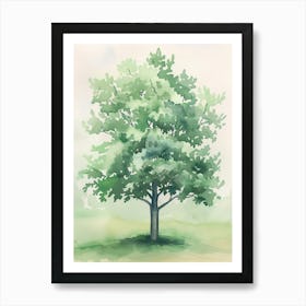 Boxwood Tree Atmospheric Watercolour Painting 4 Art Print