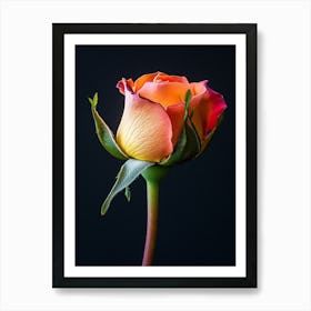 Single Rose Isolated On Black Background 2 Art Print